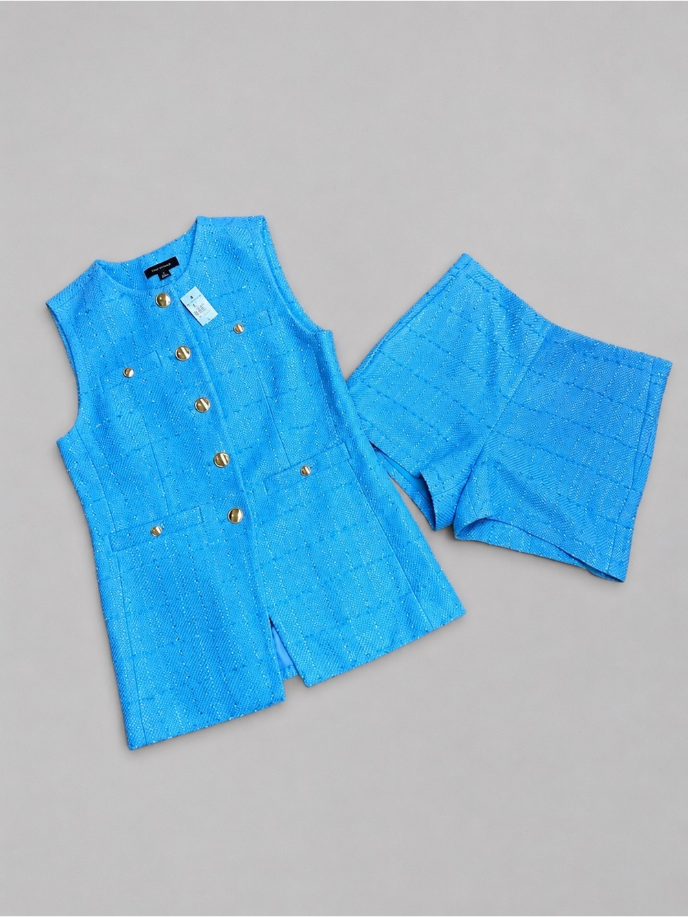 Ann Taylor Blue Tweed Matching Set NWT Size 4 Petite | Fully Lined - Picture 2 of 7